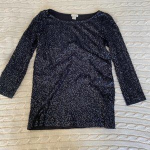 Black Sequin J. Crew winter holiday shirt XXS